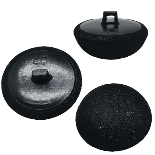 Knöpfe mit Stoffbezug und Kunststoffschaft, runde Nähknöpfe für Kleidung, Dekoration, Handwerk, handgefertigt, Schwarz, 25 mm, 10 Stück von ERDANER