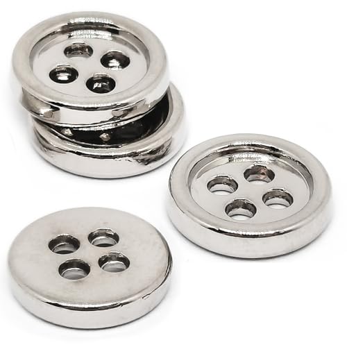 Metallknöpfe zum Nähen, Basteln, runde Form, 4 Löcher, Nähen, Basteln, Ersatzknöpfe, 10 mm, 20 Stück (Silberweiß) von ERDANER