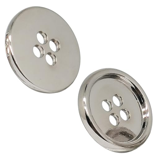 Metallknöpfe zum Nähen, Basteln, runde Form, 4 Löcher, Nähen, Basteln, Ersatzknöpfe, 18 mm, 10 Stück (Silberweiß) von ERDANER