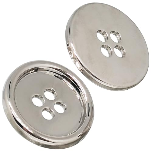 Metallknöpfe zum Nähen, Basteln, runde Form, 4 Löcher, Nähen, Basteln, Ersatzknöpfe, 20 mm, 10 Stück (Silberweiß) von ERDANER