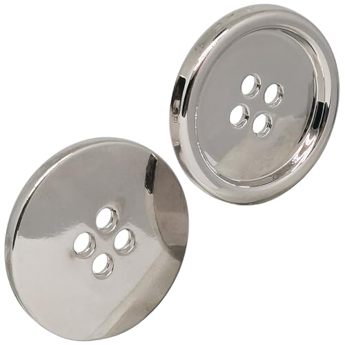 Metallknöpfe zum Nähen, Basteln, runde Form, 4 Löcher, Nähen, Basteln, Ersatzknöpfe, 25 mm, 10 Stück (Silberweiß) von ERDANER