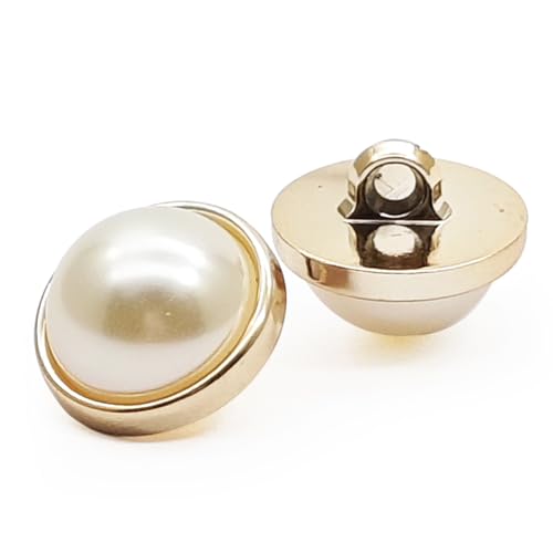 Runde Kunststoffknöpfe für Damen, mit Perlen, für Kleidung, Pullover, Dekoration, Nähen, Bastelzubehör, Hellgold, 9#, 18 mm, 10 Stück von ERDANER