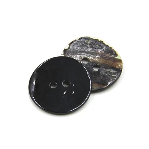 20 Stück natürliche Muschelknöpfe, runde 2-Loch-Nähknöpfe for Blusen, Bastelarbeiten, dekorative Kleidung(Black,12mm) von ERERE