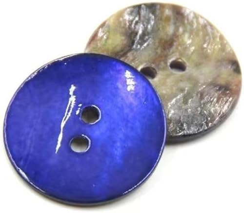 20 Stück natürliche Muschelknöpfe, runde 2-Loch-Nähknöpfe for Blusen, Bastelarbeiten, dekorative Kleidung(Blue,12mm) von ERERE