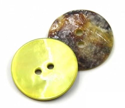 20 Stück natürliche Muschelknöpfe, runde 2-Loch-Nähknöpfe for Blusen, Bastelarbeiten, dekorative Kleidung(Light yellow,10mm) von ERERE