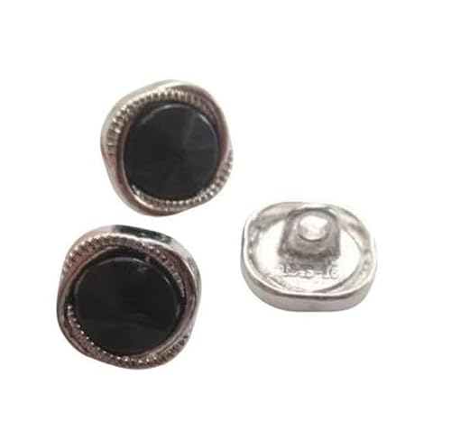 5 Stück 11 mm kleine Metallknöpfe, Nähknöpfe for Damenblusen und Kleider, Modeaccessoires DIY(Black) von ERERE
