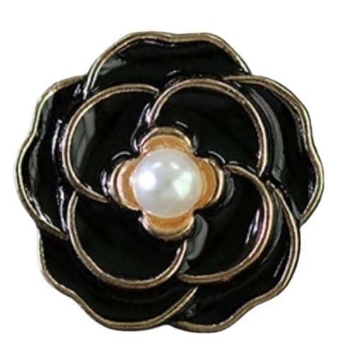5 Stück Metallknöpfe, elegante Nähknöpfe for Damenblusen und Röcke, dekorative Blumen-Bastelkleidung, DIY-Zubehör(Black,18mm) von ERERE