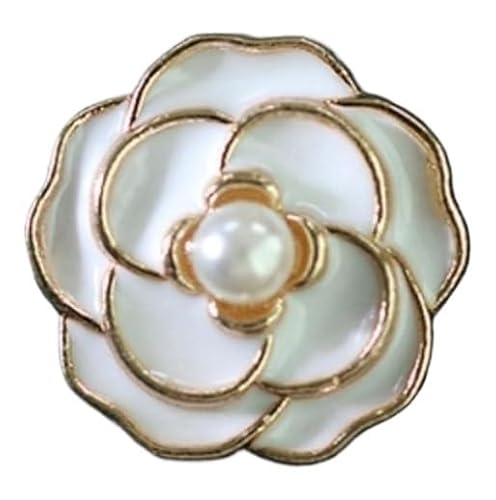 5 Stück Metallknöpfe, elegante Nähknöpfe for Damenblusen und Röcke, dekorative Blumen-Bastelkleidung, DIY-Zubehör(White,23mm) von ERERE