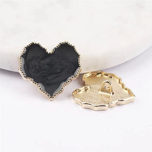 6 Stück Herz-Metallknöpfe, Näh-Bastelknöpfe for Damenmantel und -kleid, Nähzubehör, Kleidungsreparatur(Black,20mm) von ERERE