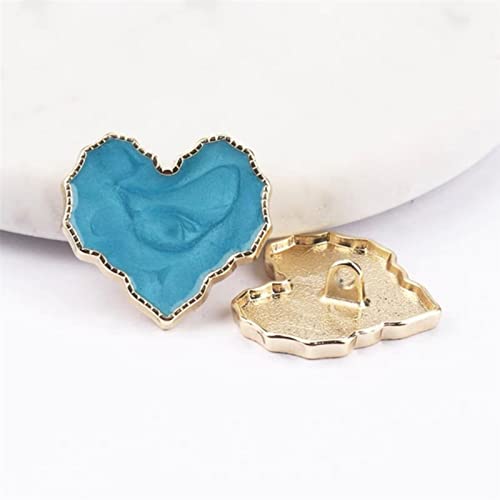 6 Stück Herz-Metallknöpfe, Näh-Bastelknöpfe for Damenmantel und -kleid, Nähzubehör, Kleidungsreparatur(Blue,18mm) von ERERE