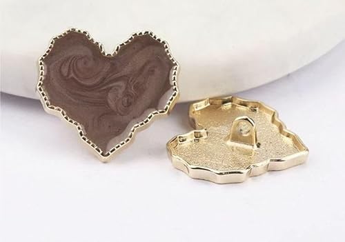6 Stück Herz-Metallknöpfe, Näh-Bastelknöpfe for Damenmantel und -kleid, Nähzubehör, Kleidungsreparatur(Brown,18mm) von ERERE