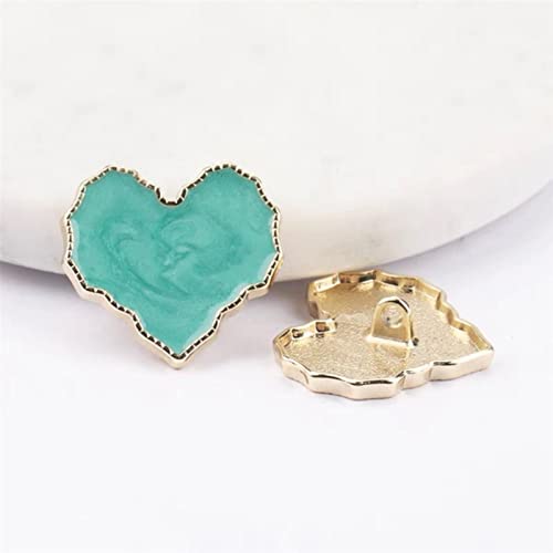 6 Stück Herz-Metallknöpfe, Näh-Bastelknöpfe for Damenmantel und -kleid, Nähzubehör, Kleidungsreparatur(Green,20mm) von ERERE