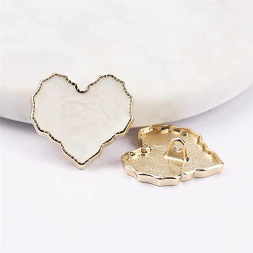 6 Stück Herz-Metallknöpfe, Näh-Bastelknöpfe for Damenmantel und -kleid, Nähzubehör, Kleidungsreparatur(White,15mm) von ERERE