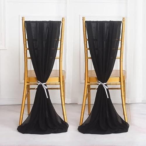 ERERE 5-teiliges Chiffon-Stuhlschärpen-Set for Hochzeiten, Elegante Stuhlbänder for Bankettdekoration, rustikale Rückenlehnenbezüge for Partyveranstaltungen(Black,70X300CM) von ERERE