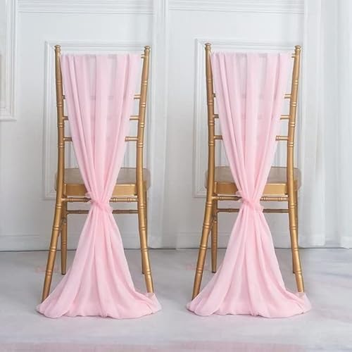 ERERE 5-teiliges Chiffon-Stuhlschärpen-Set for Hochzeiten, Elegante Stuhlbänder for Bankettdekoration, rustikale Rückenlehnenbezüge for Partyveranstaltungen(Light Pink,70X300CM) von ERERE