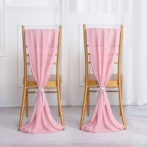 ERERE 5-teiliges Chiffon-Stuhlschärpen-Set for Hochzeiten, Elegante Stuhlbänder for Bankettdekoration, rustikale Rückenlehnenbezüge for Partyveranstaltungen(Pink,70X300CM) von ERERE