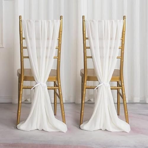 ERERE 5-teiliges Chiffon-Stuhlschärpen-Set for Hochzeiten, Elegante Stuhlbänder for Bankettdekoration, rustikale Rückenlehnenbezüge for Partyveranstaltungen(White,70X300CM) von ERERE