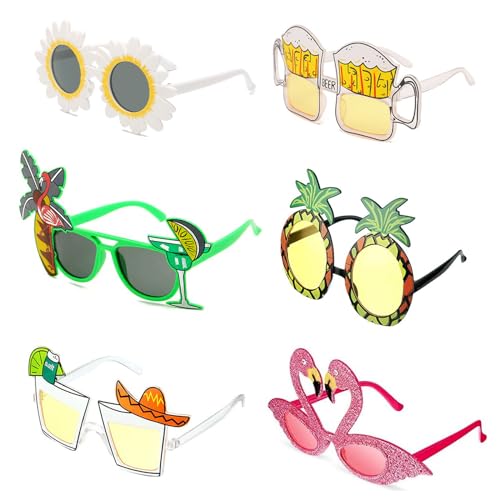 ERFGT 6 Paar Hawaiian Tropical Party Brille, Lustiges Sonnenbrillen Set, Neuheit Partybrille, Ananas Brille, Strandparty Sonnenbrillen, für Strand Thema Dekoration Party Zubehör, Foto Requisiten ERFGT 6 Paar Hawaiian Tropical Party Brille, Lustiges Sonnenbrillen Set, Neuheit Partybrille, Ananas Brille, Strandparty Sonnenbrillen, für Strand Thema Dekoration Party Zubehör, Foto Requisiten von ERFGT
