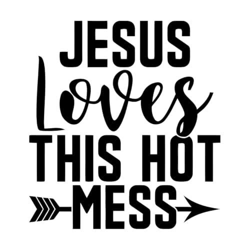 Jesus Loves This Hot Mess Grafikdesign Wandbild und Wandaufkleber, Vinyl, 67,2 x 73,1 cm, entfernbar, ohne Klebstoff zu hinterlassen, Schwarz Jesus Loves This Hot Mess Grafikdesign Wandbild und Wandaufkleber, Vinyl, 67,2 x 73,1 cm, entfernbar, ohne Klebstoff zu hinterlassen, Schwarz von ERGOU