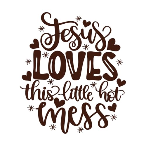 Jesus Loves This Little Hot Mess Weihnachts-Wandbild und Wandaufkleber, Vinyl, 67,2 x 77 cm, Kaffeefarben von ERGOU