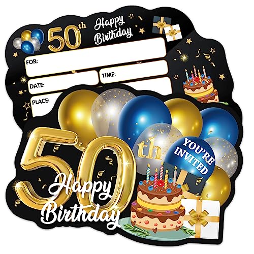 ERHACHAIJIA 20 Stück blaue und goldene Luftballons und Kuchenförmige Einladungskarten mit Umschlägen, lustige Einladungen zum 50. Geburtstag, Party, 50. Geburtstag, Ehemann, Vater weiter ERHACHAIJIA 20 Stück blaue und goldene Luftballons und Kuchenförmige Einladungskarten mit Umschlägen, lustige Einladungen zum 50. Geburtstag, Party, 50. Geburtstag, Ehemann, Vater weiter von ERHACHAIJIA