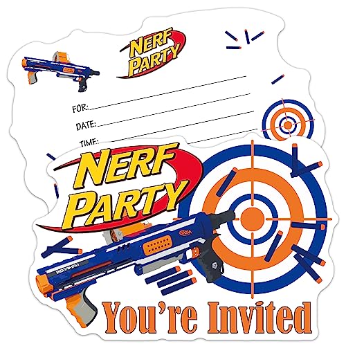 ERHACHAIJIA Einladungskarten in Form einer Nerf-Pistole mit Umschlägen, lustiges Partyspiel, Dart-Krieg, Geburtstagseinladungen für Jungen, Teenager, Erwachsene, Nerf-Liebhaber, 20 Stück ERHACHAIJIA Einladungskarten in Form einer Nerf-Pistole mit Umschlägen, lustiges Partyspiel, Dart-Krieg, Geburtstagseinladungen für Jungen, Teenager, Erwachsene, Nerf-Liebhaber, 20 Stück von ERHACHAIJIA
