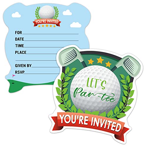 ERHACHAIJIA Let's Par-Tee Golf-Einladungskarten mit Umschlägen, lustige Geburtstagsparty, Sportparty, Babyparty, Golfparty, Einladungen für Jungen, Mädchen, Erwachsene, Partyzubehör, 15 Stück von ERHACHAIJIA