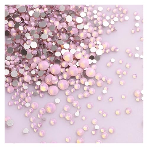 1440 Stück/Packung, gemischte Größen, schwarzes Glas, flache Rückseite, Glitzer-Diamant, nicht Hotfix-Strasssteine ​​für Nagelkunst und Kleidung(Pink Opal) von ERHTGUO
