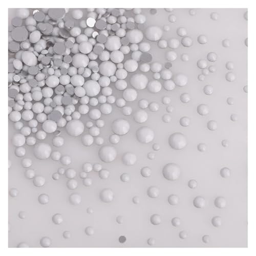 1440 Stück/Packung, gemischte Größen, schwarzes Glas, flache Rückseite, Glitzer-Diamant, nicht Hotfix-Strasssteine ​​für Nagelkunst und Kleidung(Porcelain White) von ERHTGUO