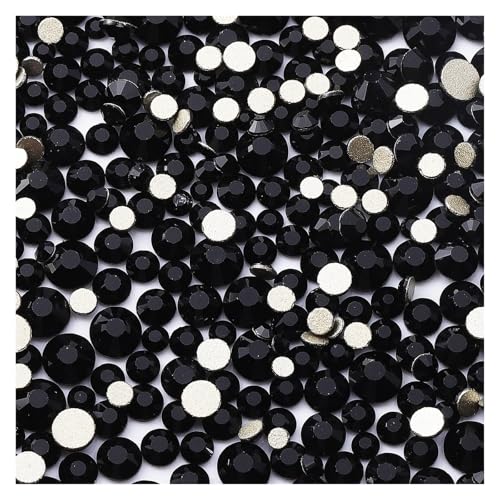 1440 Stück Strasssteine ​​mit flacher Rückseite, gemischte Größen, Glitzer, Blau, Mondlicht, Diamant, nicht Hotfix-Strasssteine ​​für Nagelkunst(Black) von ERHTGUO
