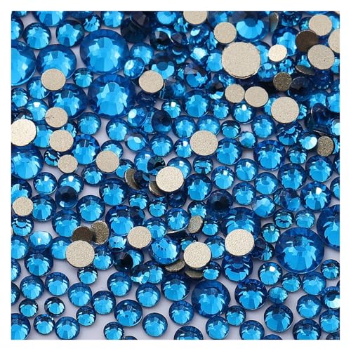 1440 Stück Strasssteine ​​mit flacher Rückseite, gemischte Größen, Glitzer, Blau, Mondlicht, Diamant, nicht Hotfix-Strasssteine ​​für Nagelkunst(Capri Blue) von ERHTGUO