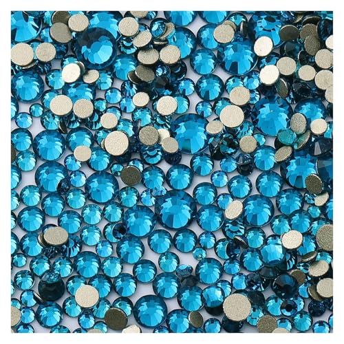 1440 Stück Strasssteine ​​mit flacher Rückseite, gemischte Größen, Glitzer, Blau, Mondlicht, Diamant, nicht Hotfix-Strasssteine ​​für Nagelkunst(Indicolite) von ERHTGUO
