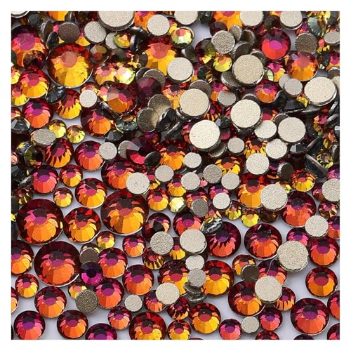 1440 Stück Strasssteine ​​mit flacher Rückseite, gemischte Größen, Glitzer, Blau, Mondlicht, Diamant, nicht Hotfix-Strasssteine ​​für Nagelkunst(Red Volcano) von ERHTGUO