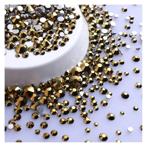 Mix Größe Glitter Runde Strasssteine ​​Silber Unterseite Nicht Hotfix Kleine Kristall for Nagel Kunst Kleidung Dekoration(Aurum) von ERHTGUO