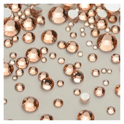 Mix Größe Glitter Runde Strasssteine ​​Silber Unterseite Nicht Hotfix Kleine Kristall for Nagel Kunst Kleidung Dekoration(Champagne) von ERHTGUO