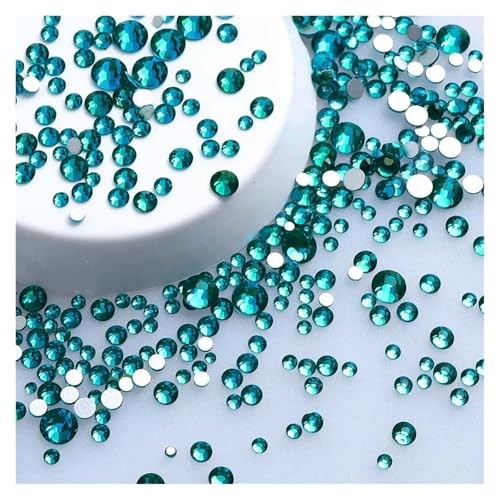 Mix Größe Glitter Runde Strasssteine ​​Silber Unterseite Nicht Hotfix Kleine Kristall for Nagel Kunst Kleidung Dekoration(Indicolite) von ERHTGUO