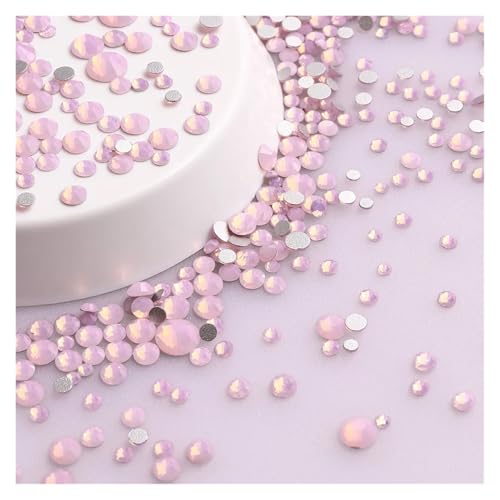 Mix Größe Glitter Runde Strasssteine ​​Silber Unterseite Nicht Hotfix Kleine Kristall for Nagel Kunst Kleidung Dekoration(Pink Opal) von ERHTGUO