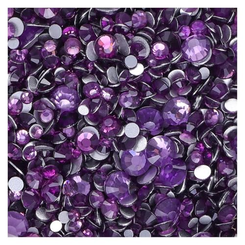 Mix Größe Glitter Runde Strasssteine ​​Silber Unterseite Nicht Hotfix Kleine Kristall for Nagel Kunst Kleidung Dekoration(Tanzanite) von ERHTGUO