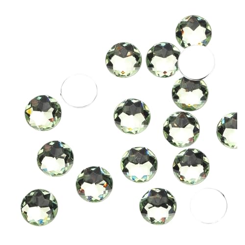 Nicht Hotfix Bunte Runde Steine ​​Applique Flatback Strass for Bekleidungs ​​Zubehör Kleid(Light green,20mm 50pcs) von ERHTGUO