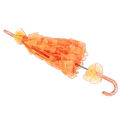 ERICAT Braut-Spitzenschirm, Spitzen-Blumen-Sonnenschirm, Vintage-Spitzen-Sonnenschirm, eleganter Hochzeits-Brautschirm for Hochzeitsfeiern, Tanzen/495 (Color : Orange) von ERICAT