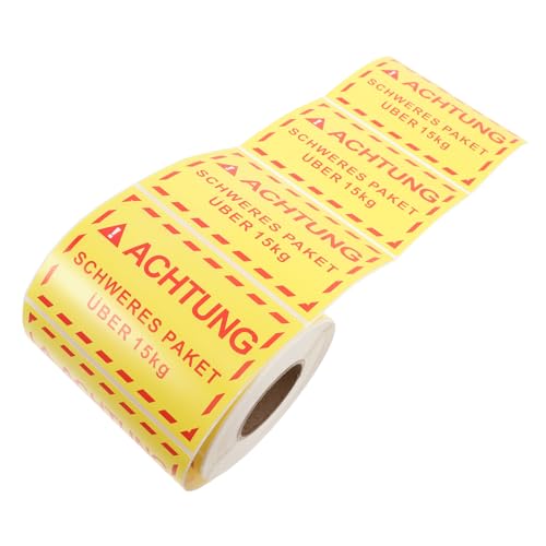 ERINGOGO 1 Etikett „übergewicht“. Etikettenaufkleberpapier Warnschild Versandaufkleber Vorsichtsband Schwere Aufkleber Für Den Versand Warnaufkleber Beschichtetes Papier Yellow von ERINGOGO