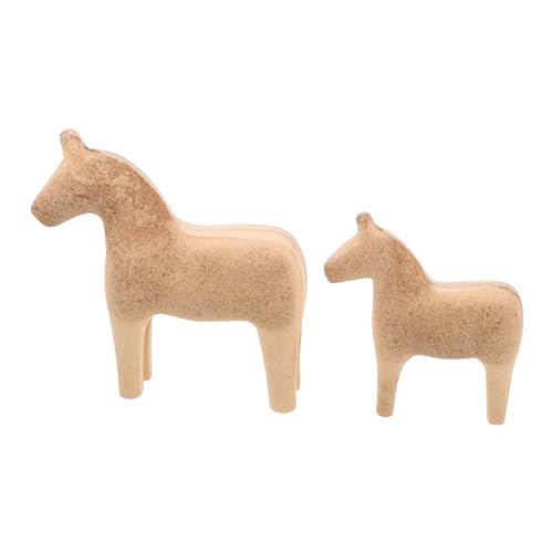ERINGOGO 1 Paar Holzhandwerk Pferdestatue Heimdekoration Holz Tierfigur Pferdestatue Holzhandwerk Tischdekoration Holz von ERINGOGO