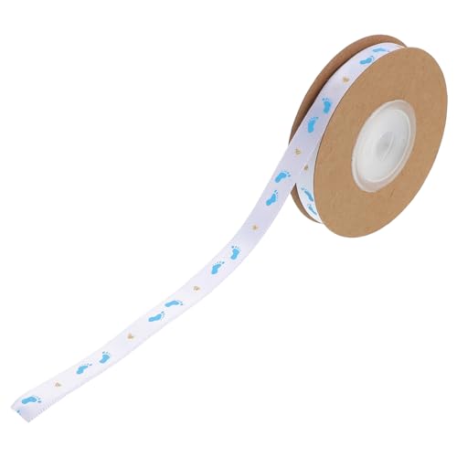 ERINGOGO 1 Rolle Gold Stempelband Geschenkband Zum Geburtstag Fußabdruckmusterband Feierbänder Babypartybänder Für Gäste Geburtstagsband Sky-blue Polyester von ERINGOGO