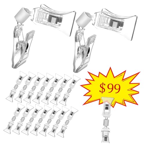 ERINGOGO 1 Satz Doppelseitige Clips Transparente Etikettenhalter Für Preisschilder Verkaufsanzeigen Und Merchandise Darstellungen Praktische Klemmen Für Büro Geschäft Und Zuhause 20 Stück von ERINGOGO