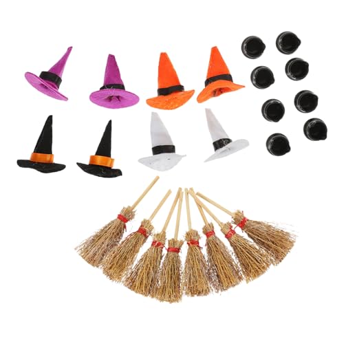 ERINGOGO 1 Satz Mini Hexenhüte Set Kleine Dekoration für Puppenhäuser und Halloween Bunte Miniatur Hüte für DIY Bastelprojekte und Mikrolandschaften von ERINGOGO