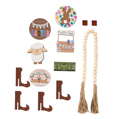 ERINGOGO 1 Satz Ostertischdeko aus Holz Perlenset Dekoration Ostern gestuftes tablett osterdekor für gestuftes tablett Partydekor Tischschild aus Holz hölzern von ERINGOGO