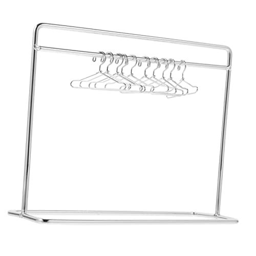 ERINGOGO 1 Satz Puppen Kleidung Puppen Klamotten Puppenkleiderständer-Set mini kleiderbügel puppenkleiderbügel Halter Puppenkleidung Rack hängend Mädchen Mini-Kleiderbügel Puppenbügel Eisen von ERINGOGO