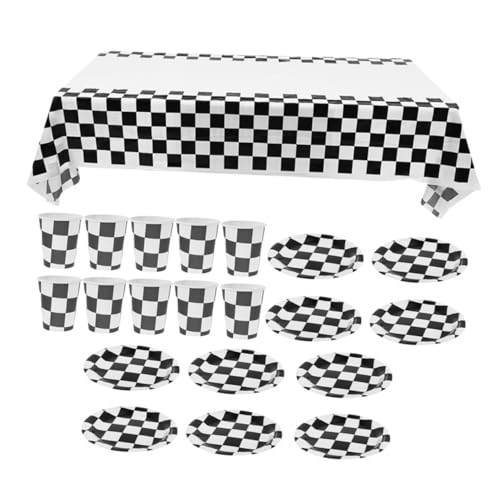 ERINGOGO 1 Satz Racing-Partygeschirr Steckdosenabdeckungen babysicher mehrere Netz Schwarzes und weißes Karomuster Tischdecke Einweggeschirr Set für Geburtstagsparty Auto-Party-Dekorationen ERINGOGO 1 Satz Racing-Partygeschirr Steckdosenabdeckungen babysicher mehrere Netz Schwarzes und weißes Karomuster Tischdecke Einweggeschirr Set für Geburtstagsparty Auto-Party-Dekorationen von ERINGOGO