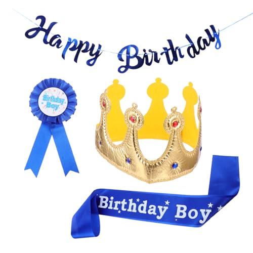 ERINGOGO 1 Satz geburtstagsfeier anzug Schärpe für Party Junge Geburtstagsfeier Schärpe Geburtstagsabzeichen Parteiabzeichen Geburtstagsbanner Geburtstag Königskrone Satinstoff Blau ERINGOGO 1 Satz geburtstagsfeier anzug Schärpe für Party Junge Geburtstagsfeier Schärpe Geburtstagsabzeichen Parteiabzeichen Geburtstagsbanner Geburtstag Königskrone Satinstoff Blau von ERINGOGO