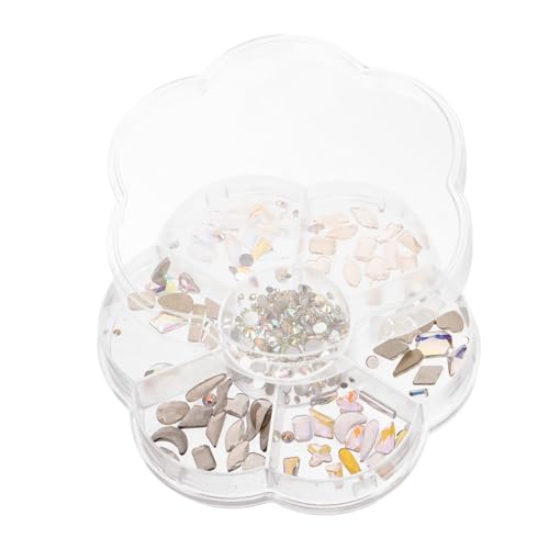 ERINGOGO 1 Schachtel Nail Charms Box mit Fächern Unregelmäßige Strasssteine Nageldekoration für Maniküre Nail Art Zubehör Glitzersteine für Kreative Nagelgestaltung von ERINGOGO